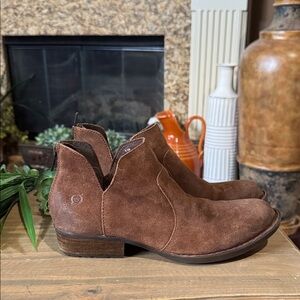 Born Womens Kerri Boot Size 8.5M Brown Suede Shootie Low Block Heel; Bootie Boho